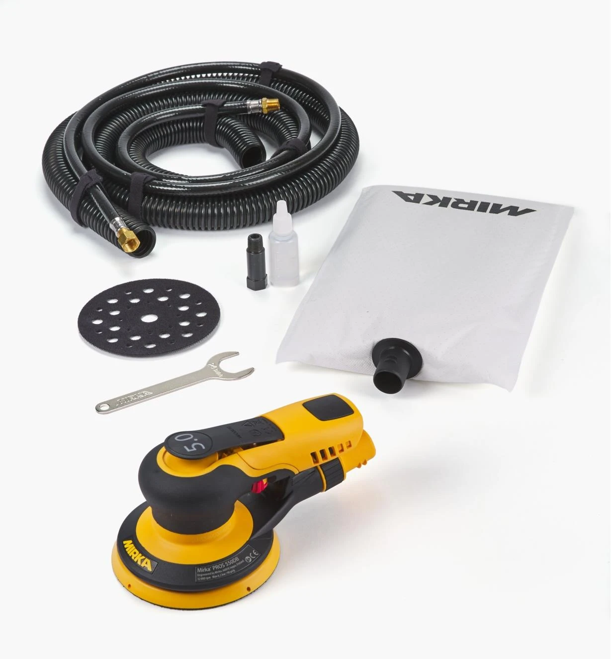 Mirka PROS 5" Pneumatic Sander With Self-Generating Vacuum, 5mm Orbit 1 Mirka PROS 5" Pneumatic Sander With Self-Generating Vacuum, 5mm Orbit