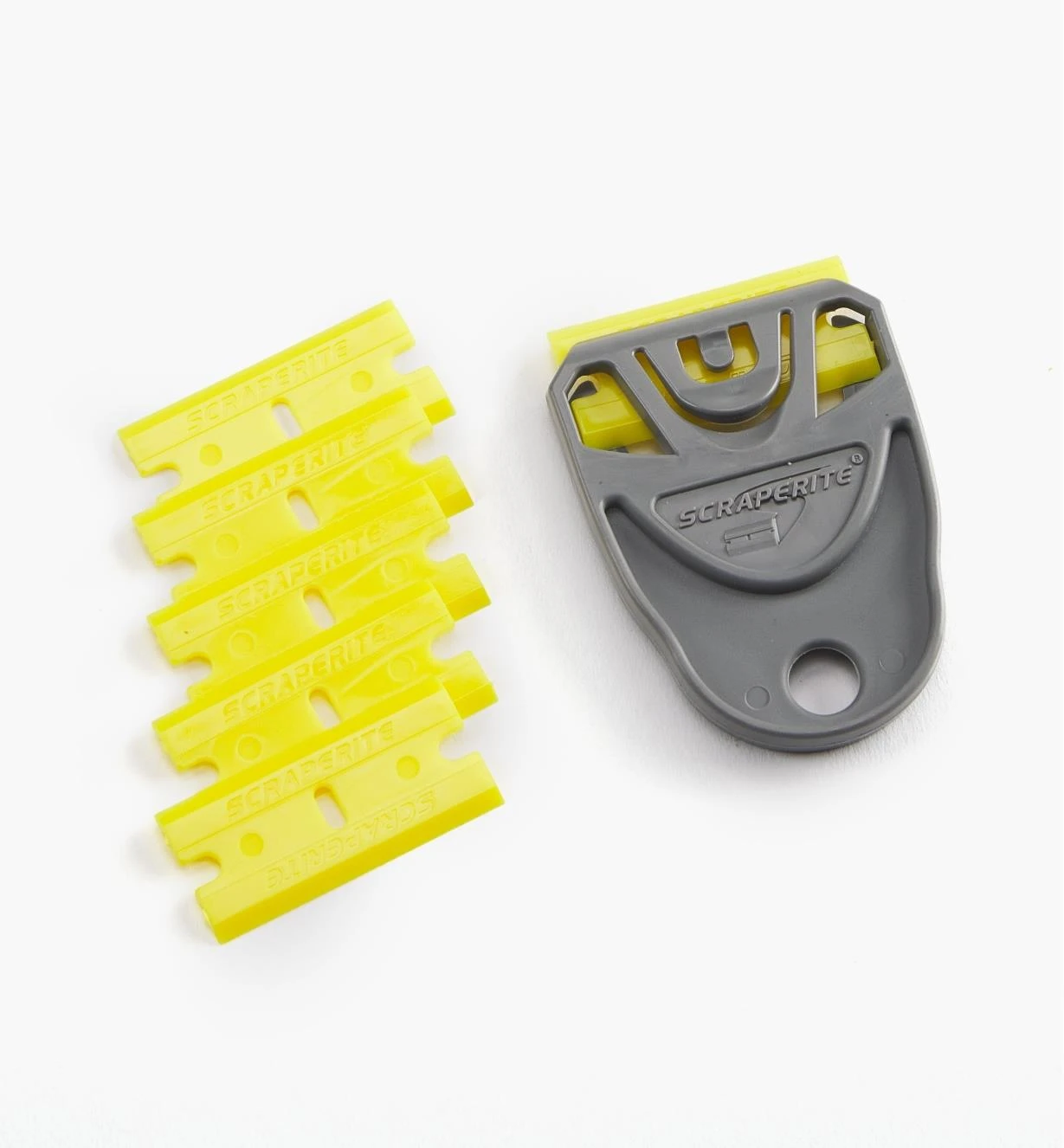 Small Holder & 6 Yellow Plastic Razor Blades 1 Small Holder & 6 Yellow Plastic Razor Blades